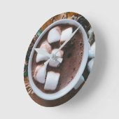 Horloge Ronde Chocolat chaud et cacao de marshmallows (Angle)