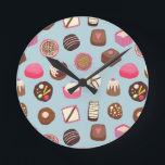 Horloge Ronde Chocolat confiserie<br><div class="desc">Délicieux chocolat et confiserie motif de sucreries et de tentations ! Celui-ci n'a cependant aucune calories.</div>