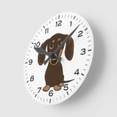 Horloge Ronde Chocolat Dachshund mignon chien Wiener (Angle)