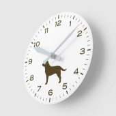 Horloge Ronde Chocolat Labrador Retriever Chien Silhouette (Angle)