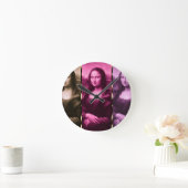 Horloge Ronde Chocolat rose violet Poster de animal Mona Lisa (Maison)