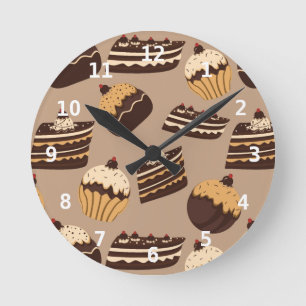 Horloge Ronde Chocolate and pastries pattern 3