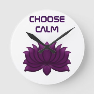 Horloge Ronde Choisissez Fleur de Lotus Violet Calme 