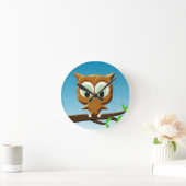 Horloge Ronde Chouette à caricatures de Newsprint (Maison)