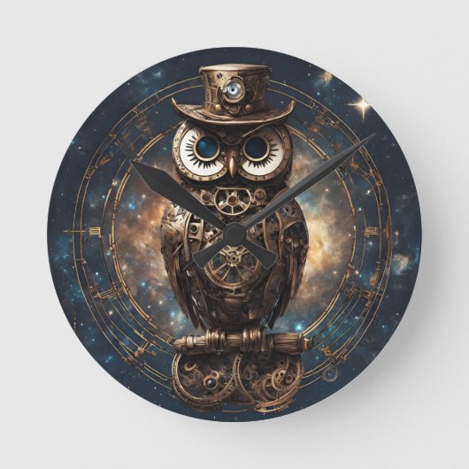 Horloge Ronde Chouette à vapeur (Recto)