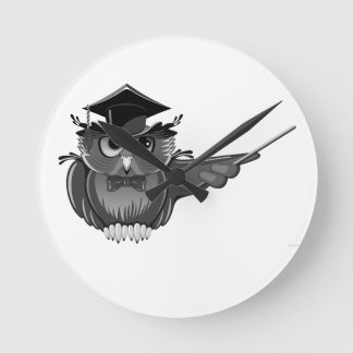 Horloge Ronde Chouette au chapeau de remise de diplôme Guide de 