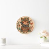 Horloge Ronde Chouette florale de mûre boho (Maison)