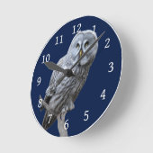Horloge Ronde Chouette grise (Angle)
