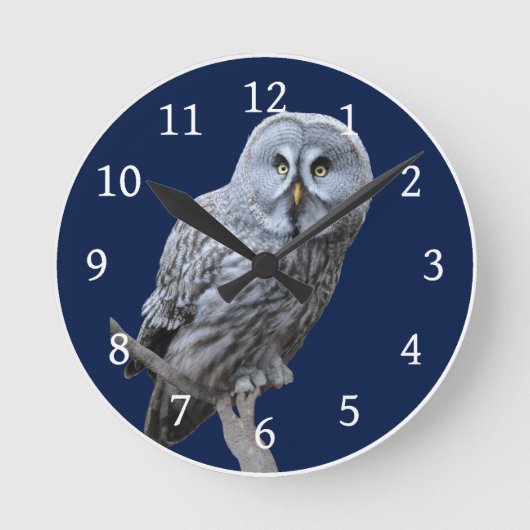 Horloge Ronde Chouette grise (Recto)