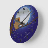 Horloge Ronde Chouette mignonne au clair de lune (Angle)