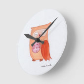 Horloge Ronde Chouette orange (Angle)