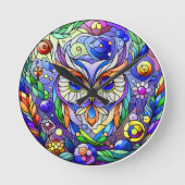 Horloge Ronde Chouette Whimsical Avec Yeux Sapphire (Recto)