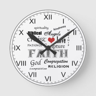 Horloge Ronde Christian Faith-Word Cloud+Heart