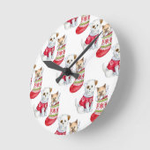 Horloge Ronde Christmas Dog & Cat (Angle)