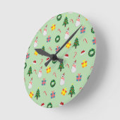 Horloge Ronde Christmas Gift – Cute Holiday Pattern with Snowman (Angle)