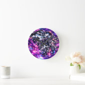 Horloge Ronde Chrome Liquide Violet Abstrait (Maison)