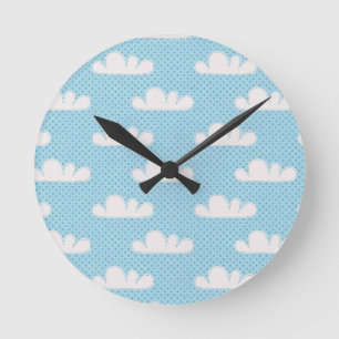 Horloge Ronde Ciel bleu Cloudy
