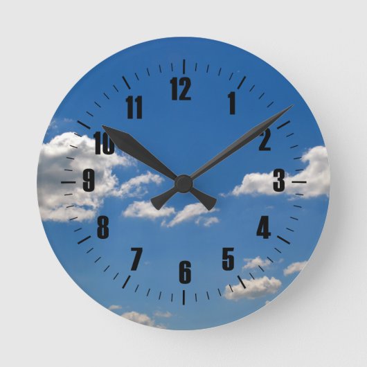 Horloge Ronde Ciel bleu nuages blancs (Recto)