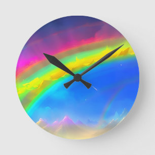 Horloge Ronde Ciel lumineux arc-en-ciel