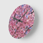Horloge Ronde Ciel rose de fleurs de cerisier de Sakura (Angle)