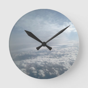 Horloge Ronde Ciel, Vue Avion, Beaux Nuages