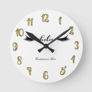 Horloge Ronde Cils Gold & Black Glam Personnalisés