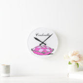 Horloge Ronde Cinderella Slipper Coussin rose personnalisé (Maison)