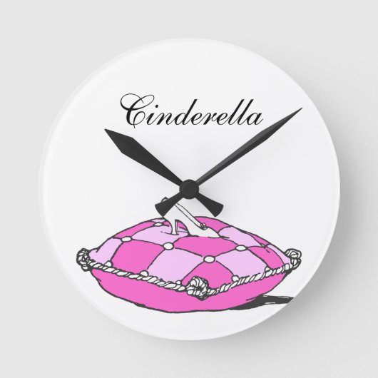 Horloge Ronde Cinderella Slipper Coussin rose personnalisé (Recto)