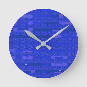 Horloge Ronde Circuit cool bleu géométrique