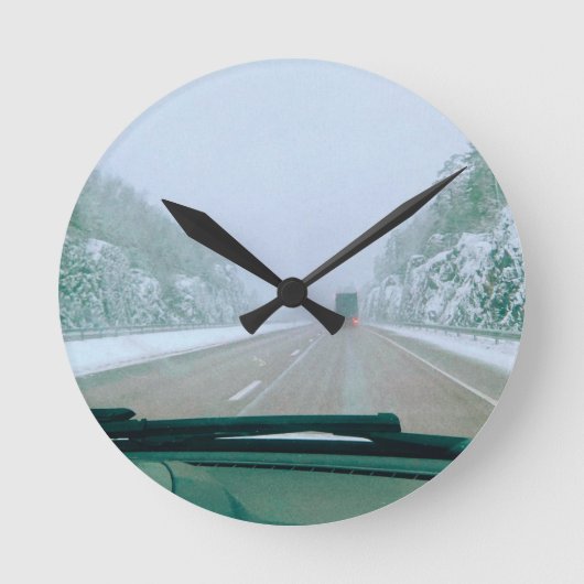 Horloge Ronde Circuit en Suède enneigée (Recto)