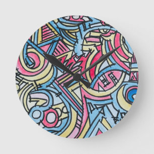 Horloge Ronde Cirque à Trois Anneaux - Art Géométrique Moderne