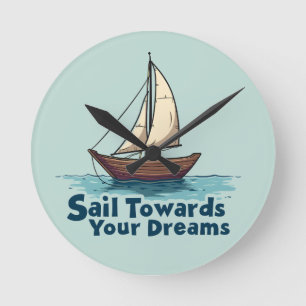 Horloge Ronde Citation Inspirante de Voilier Vintage Nautical