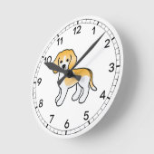Horloge Ronde Citron Et Beagle Blanc Cute Dessin Cartographié Ch (Angle)