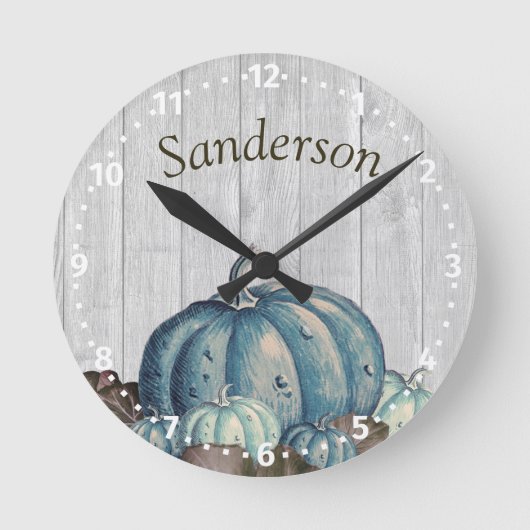 Horloge Ronde Citrouille Rustique Cute Grey (Recto)