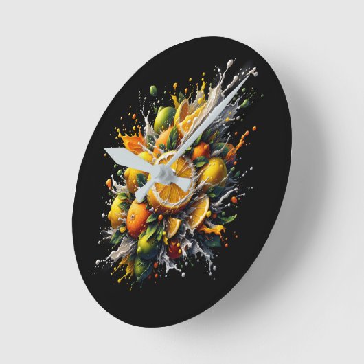 Horloge Ronde Citrus Explosion (Angle)
