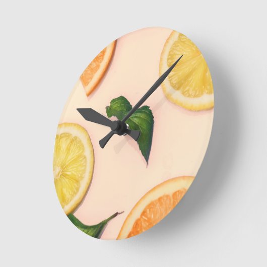 Horloge Ronde Citrus fruit pattern (Angle)