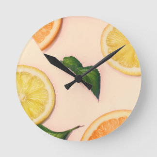 Horloge Ronde Citrus fruit pattern