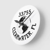 Horloge Ronde City State Zip Code Globe World Map (Angle)