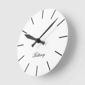 Horloge Ronde Classic blanc et nom élégant du script (Angle)