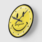 Horloge Ronde Classic Yellow Happy Face (Angle)