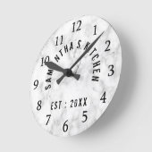 Horloge Ronde Classy Personalized White Marble Kitchen (Angle)