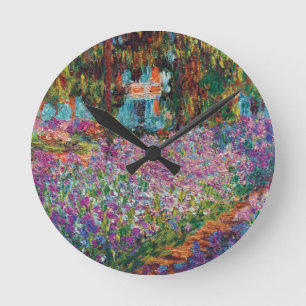 Horloge Ronde Claude Monet - Irises in Monet's Garden Fine Art