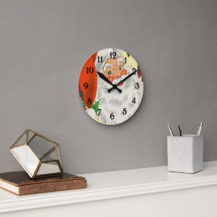 Horloge Ronde Clause Vintage du père Noël traditionnel