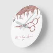 Horloge Ronde Clavier Rose Gold Drips Glitter Scissors (Angle)
