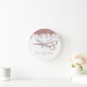 Horloge Ronde Clavier Rose Gold Drips Glitter Scissors (Maison)