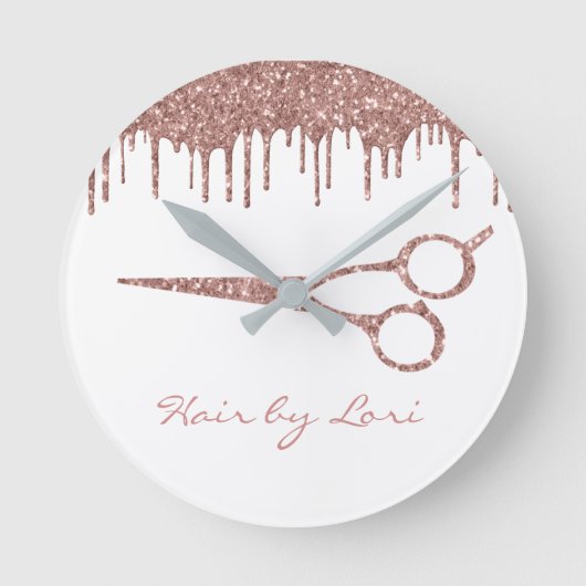 Horloge Ronde Clavier Rose Gold Drips Glitter Scissors (Recto)