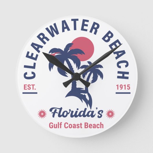 Horloge Ronde Clearwater Beach Floride Palm Tree Souvenirs (Recto)