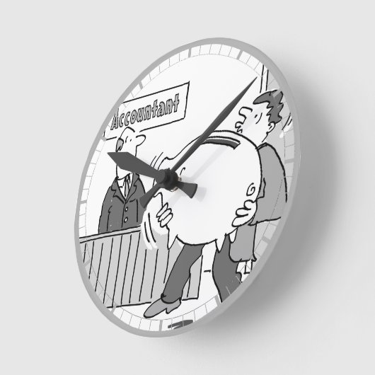 Horloge Ronde Client comptable avec énorme banque Piggy (Angle)