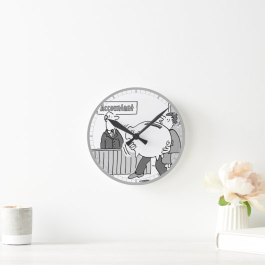 Horloge Ronde Client comptable avec énorme banque Piggy (Maison)