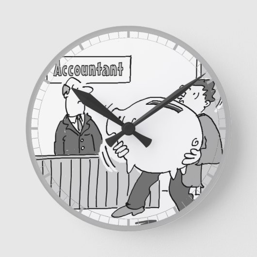 Horloge Ronde Client comptable avec énorme banque Piggy (Recto)